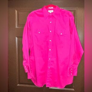 Men’s SHEPLERS Pink Snap Down Western Shirt Long Sleeve perfect condition 17/34